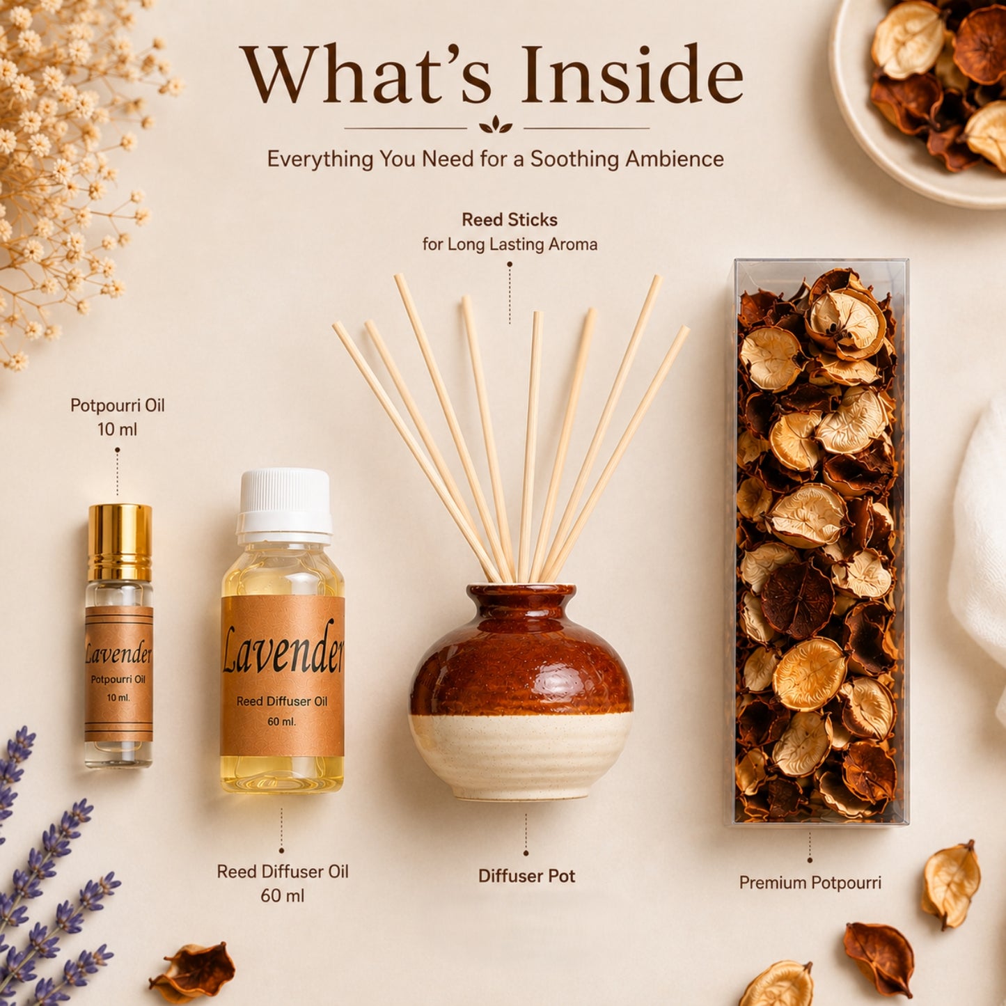 Auradecor Reed Diffuser Gift Set with Potpourri ( RD10 )
