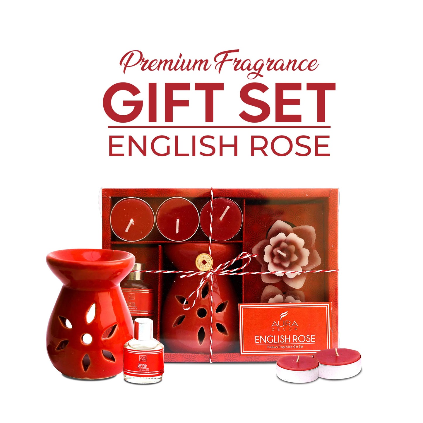 Aromatherapy Diffuser Gift Set with 4 Tealights & 2 Aroma Oil & 2 Floating Candles (GS-11)