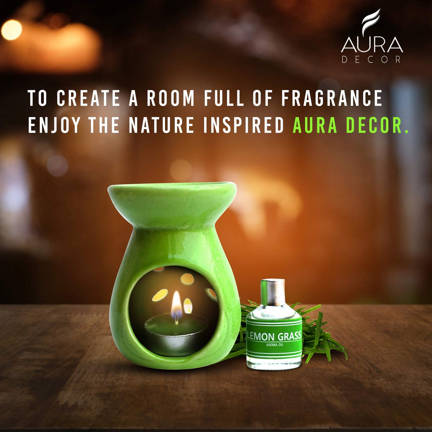 Aromatherapy Diffuser Gift Set with 4 Tealights & 2 Aroma Oil & 2 Floating Candles (GS-11)