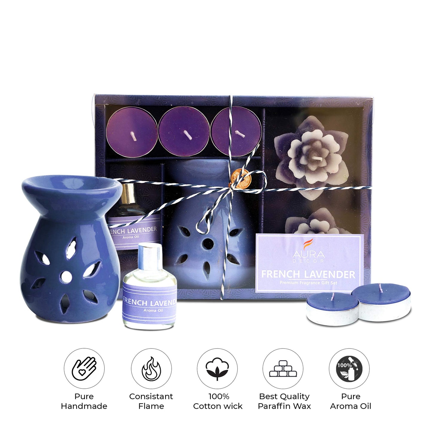 Aromatherapy Diffuser Gift Set with 4 Tealights & 2 Aroma Oil & 2 Floating Candles (GS-11)