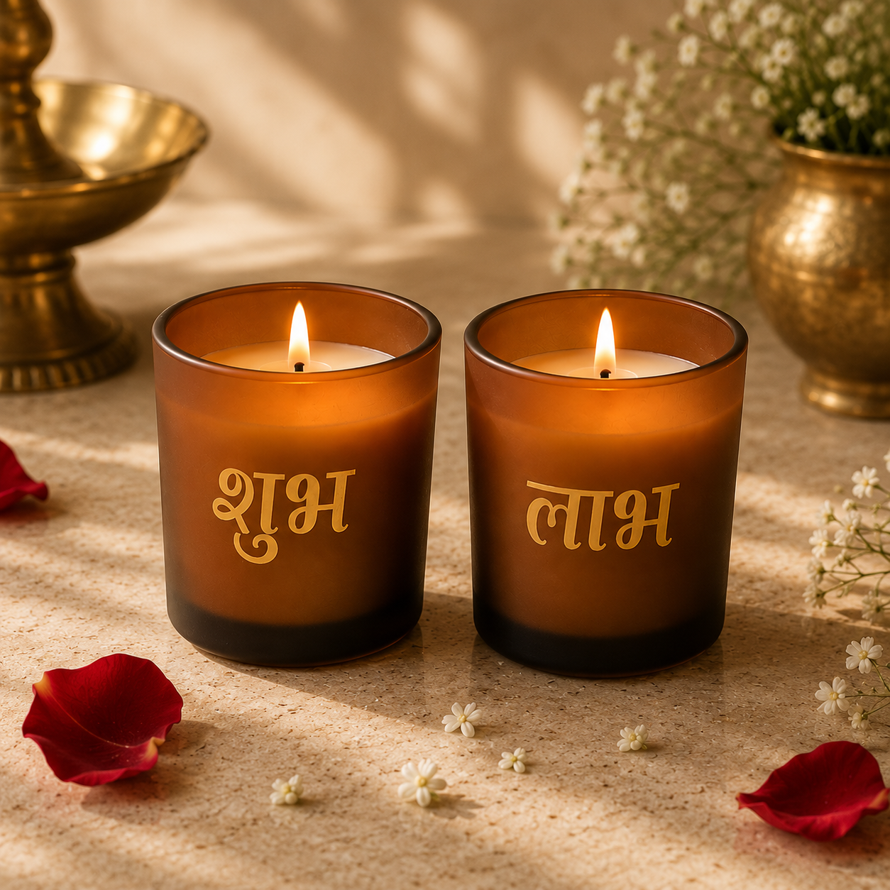 Shubh Labh Scented Candle Set of 2 | Festive Home Decor & Gifting