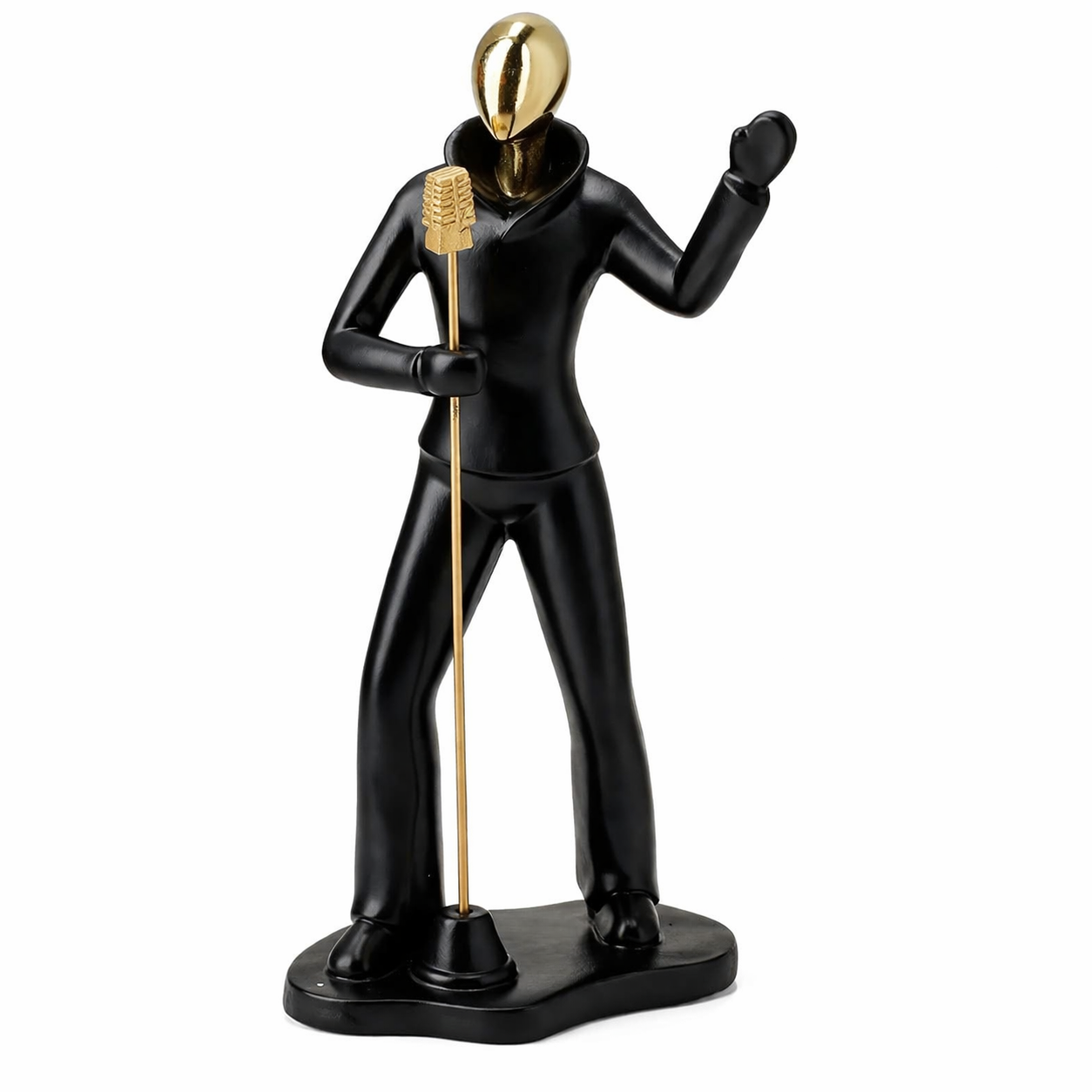 AuraDecor Singer Figurine, Modern Abstract Resin Showpiece in Black & Gold