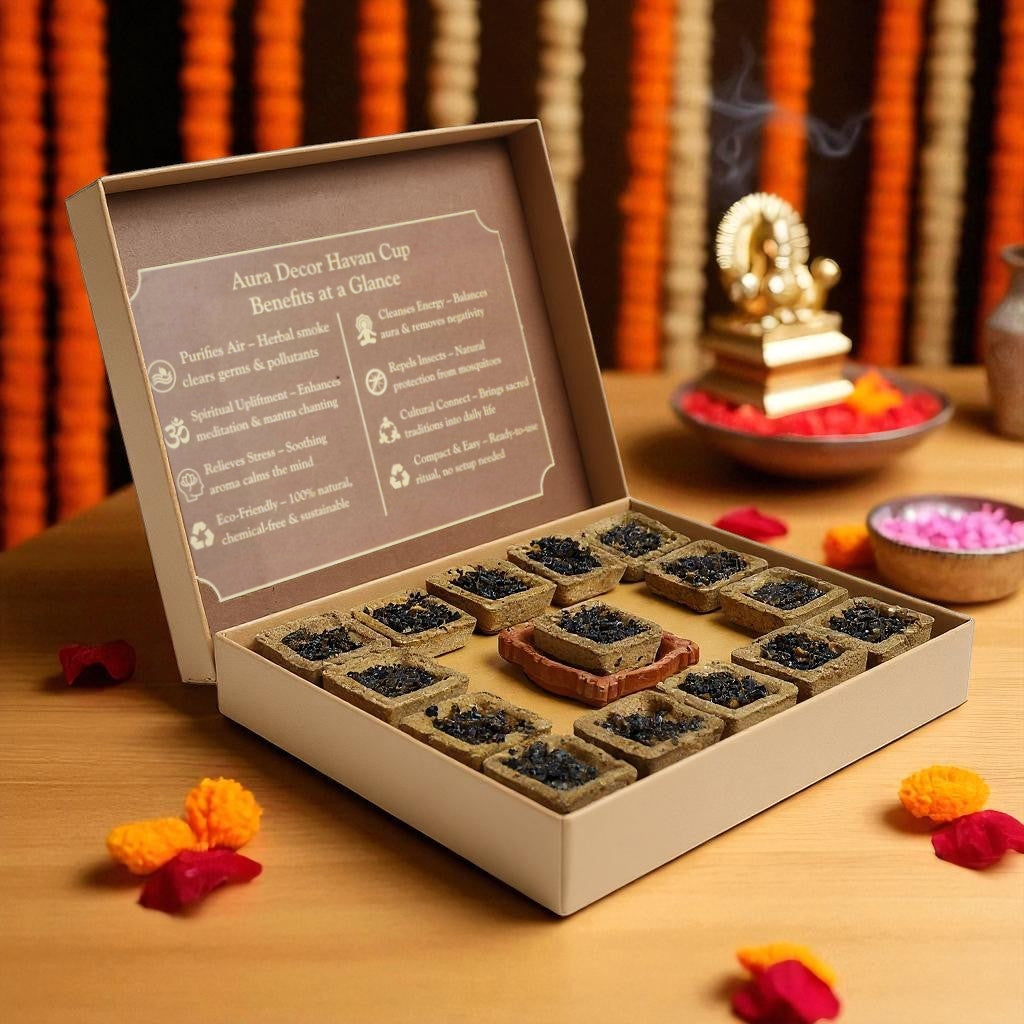 Bulk Buy AuraDecor Havan Cups – Pack of 15 Natural Herbal Cups (Master pack of 20)