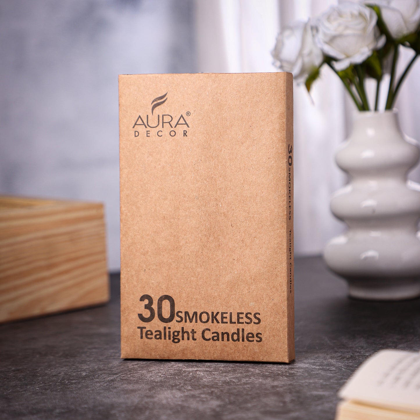Bulk Buy AuraDecor Pack of 30 Unscented Smokeless Tealight Candles (Master pack of 40 packets)