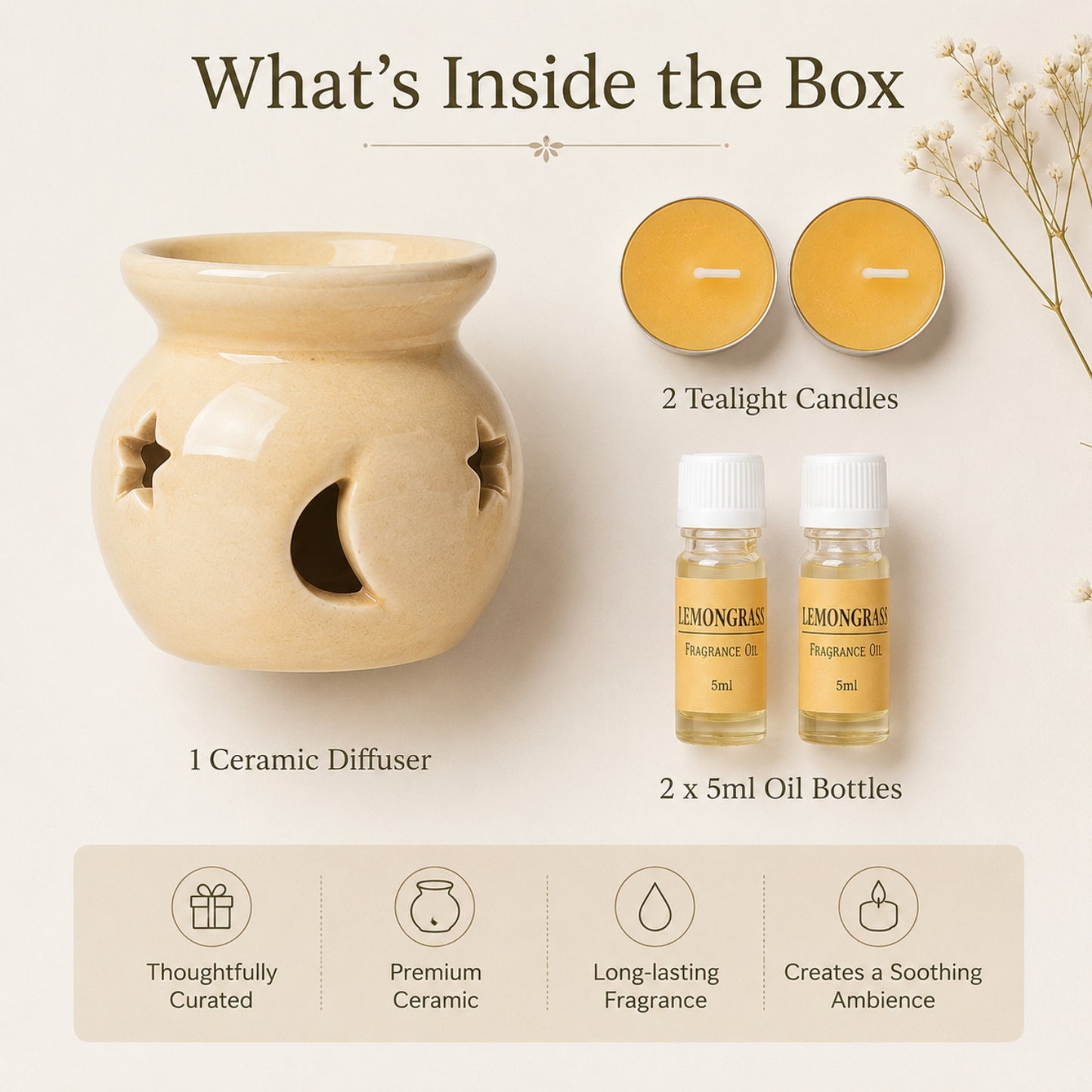 AuraDecor GS-02 Aroma Oil Burner Gift Set LemonGrass (Master Pack of 18pcs)