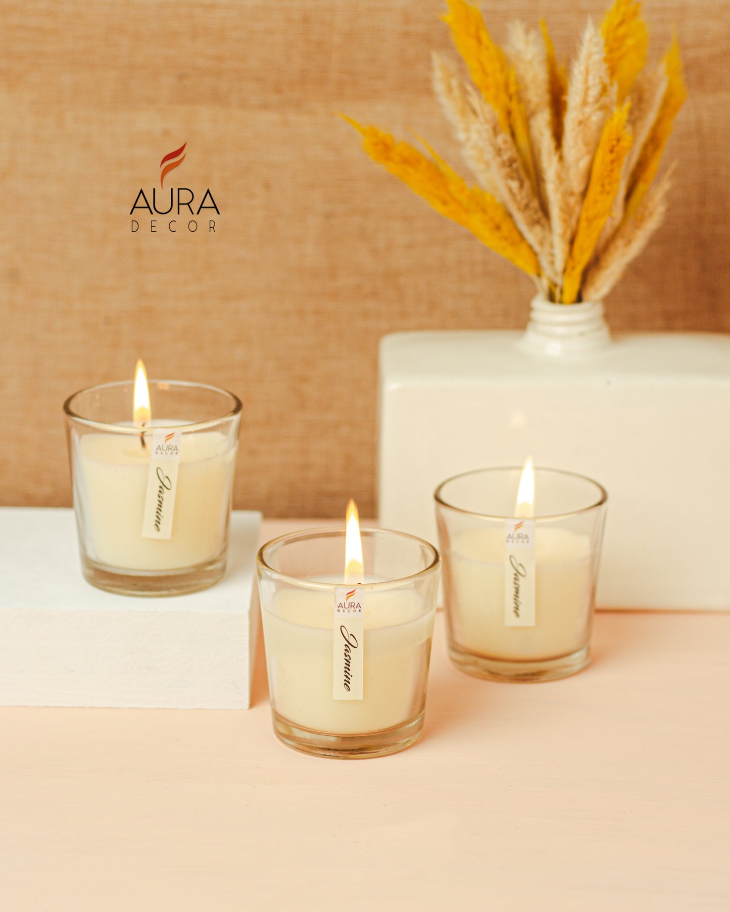 AuraDecor Glass Set of 3 Fragrance Votive Candle