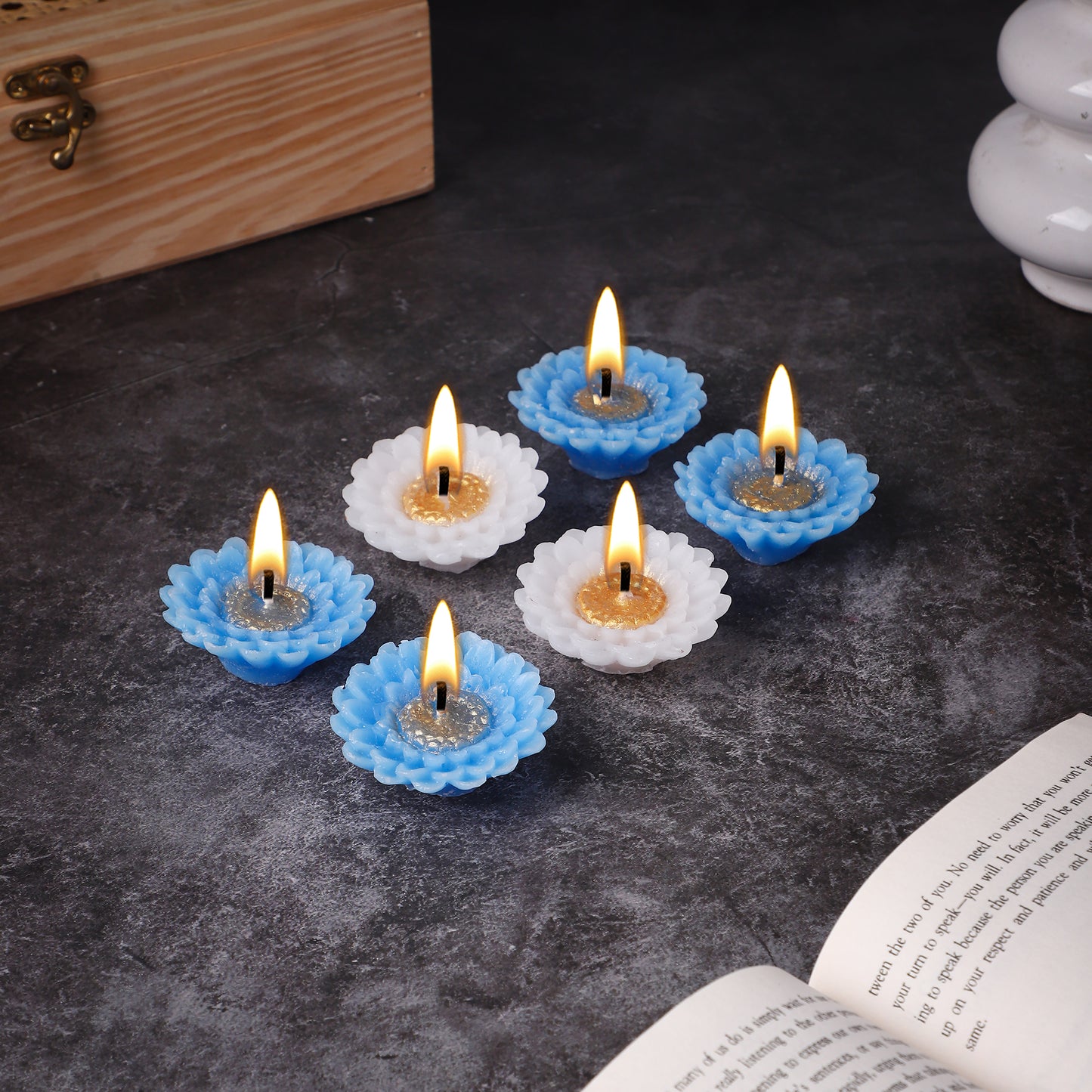 Bulk Buy AuraDecor Floating Flower Candles - Set of 6 Pink (Master pack of 50 packs)