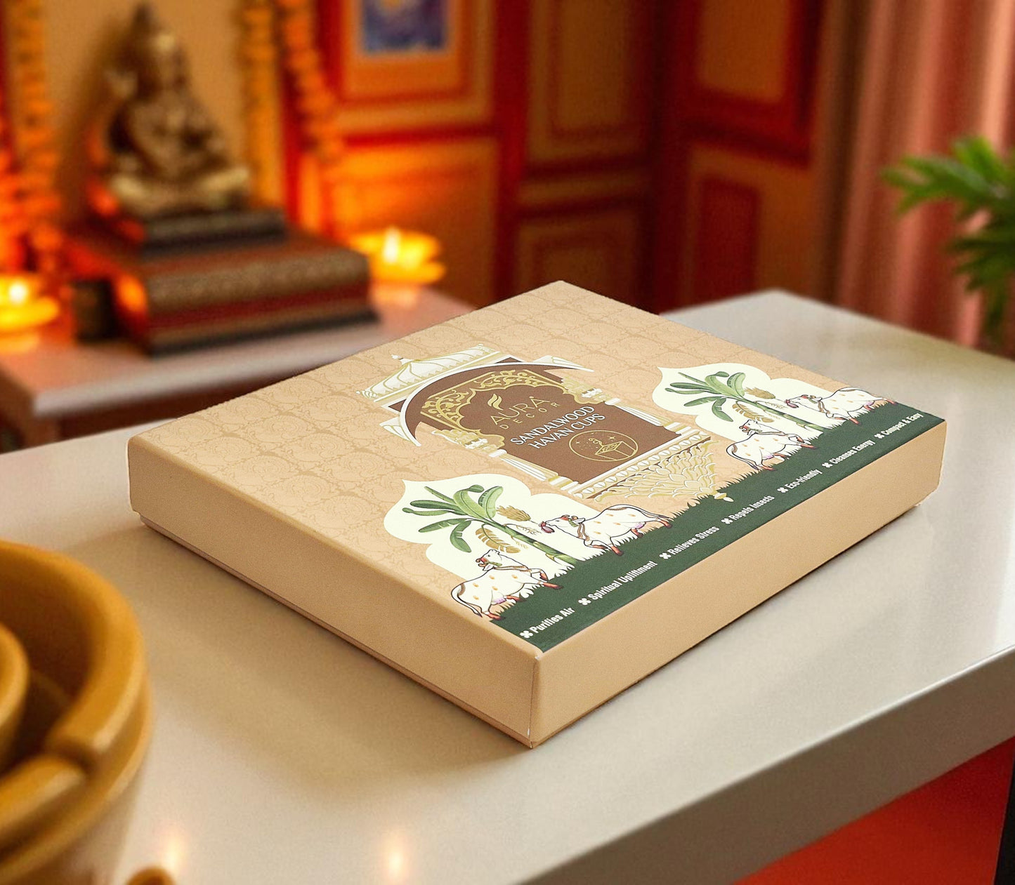 Bulk Buy AuraDecor Havan Cups – Pack of 15 Natural Herbal Cups (Master pack of 20)