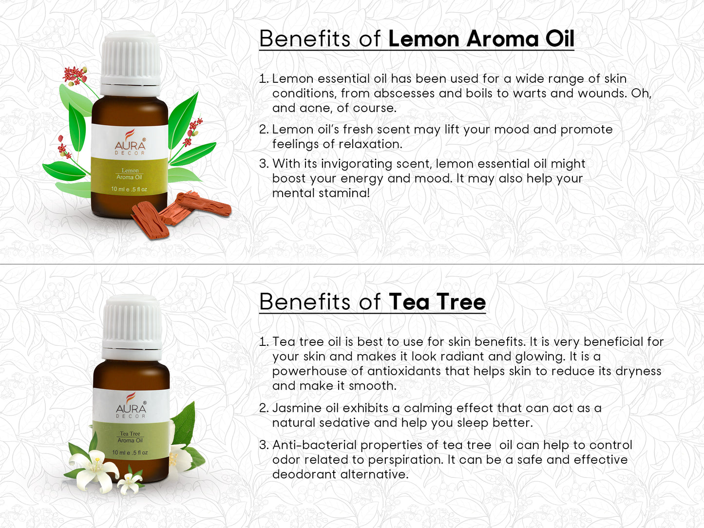 Bulk Buy AuraDecor Set of 6 Highly Fragrance Aroma therapy Oils (10 ml Each) ( Master 39 Sets )