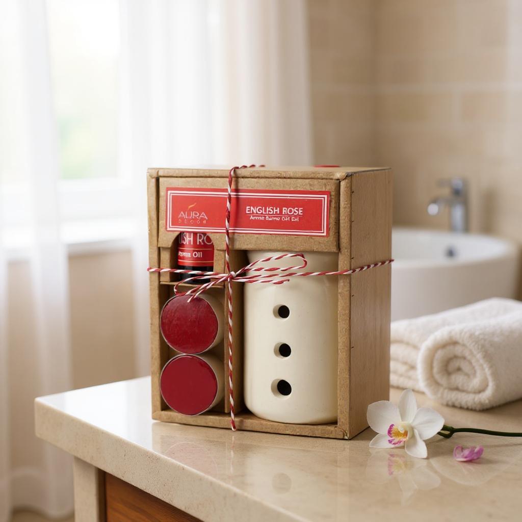 AuraDecor Aroma Oil Burner Gift Set ( English Rose ) GS-03