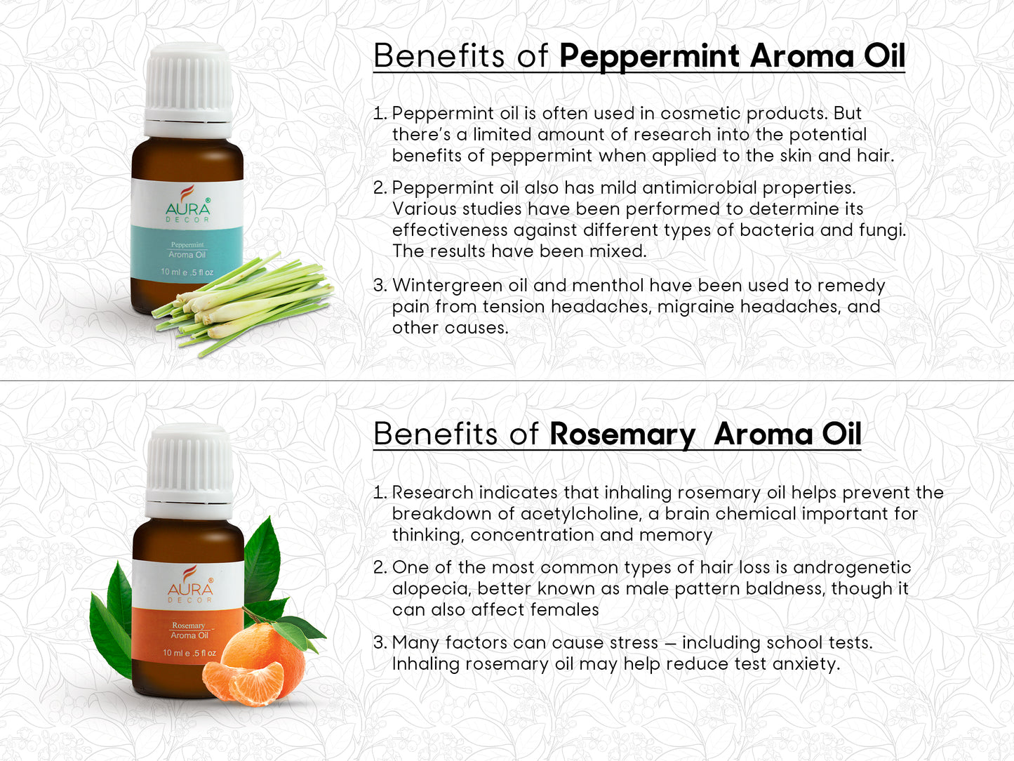 Bulk Buy AuraDecor Set of 6 Highly Fragrance Aroma therapy Oils (10 ml Each) ( Master 39 Sets )