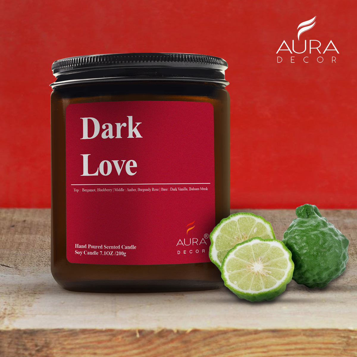 AuraDecor Amber Jar 200gm , Soya Wax Jar Candle , Premium Fragrances