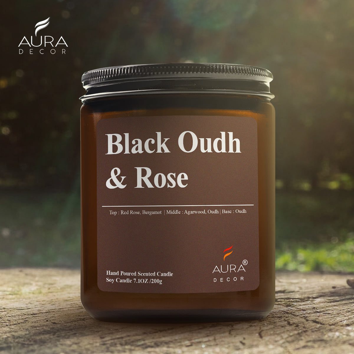 AuraDecor Amber Jar 200gm, Soya Wax Jar Candle