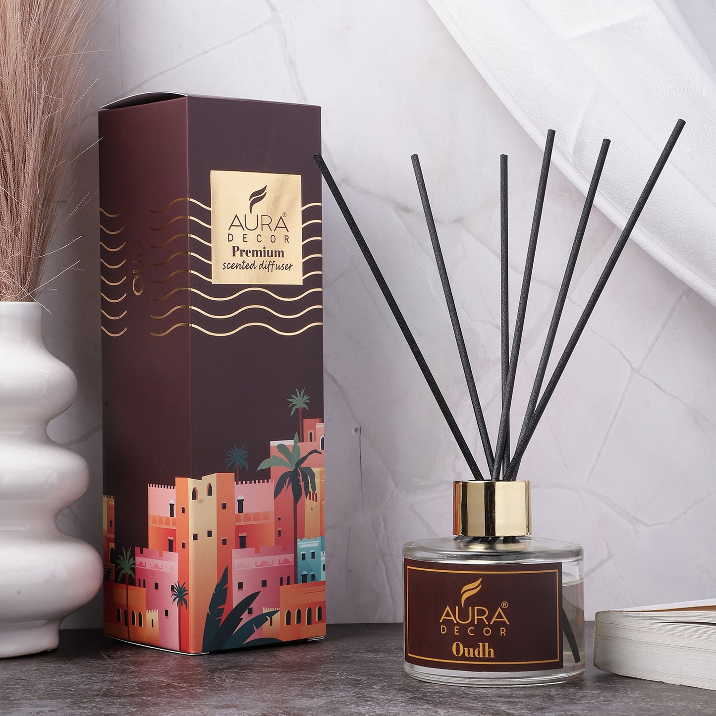 Auradecor Elysian Reed Diffuser - Lavender & Oudh |Aroma Diffuser| (RD-500)