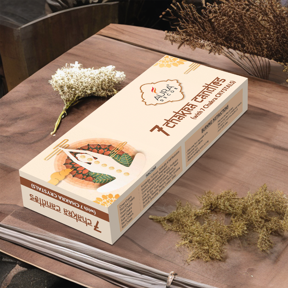 Bulk Buy AuraDecor 7 Chakras Pillar Candles with 7 Chakras Gems ( 15 Sets )