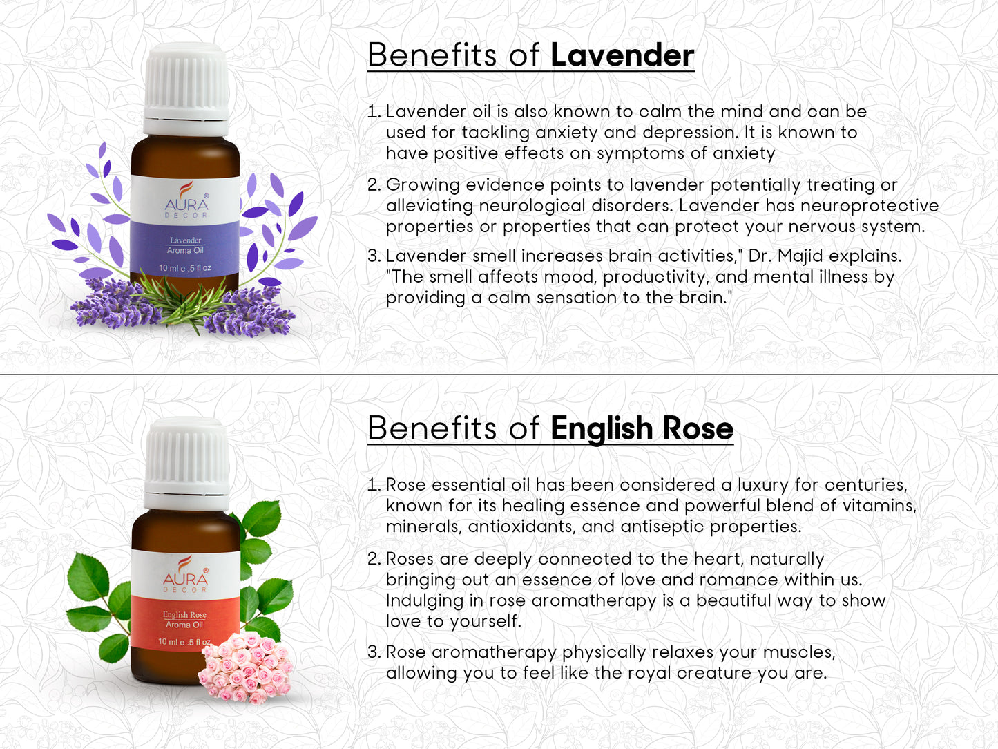 AuraDecor Set of 6 Highly Fragrance Aroma therapy Oils (10 ml Each)