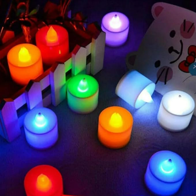 AuraDecor Multicolour LED Tealight Pack of 12 ( High Quality )