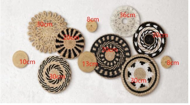 Auradecor Boho Wall Basket Decor Decorative Natural Woven Basket (11Pcs) Wall Decor Art Round Hanging Baskets for Home Decorations, Multi Sizes(Boho)
