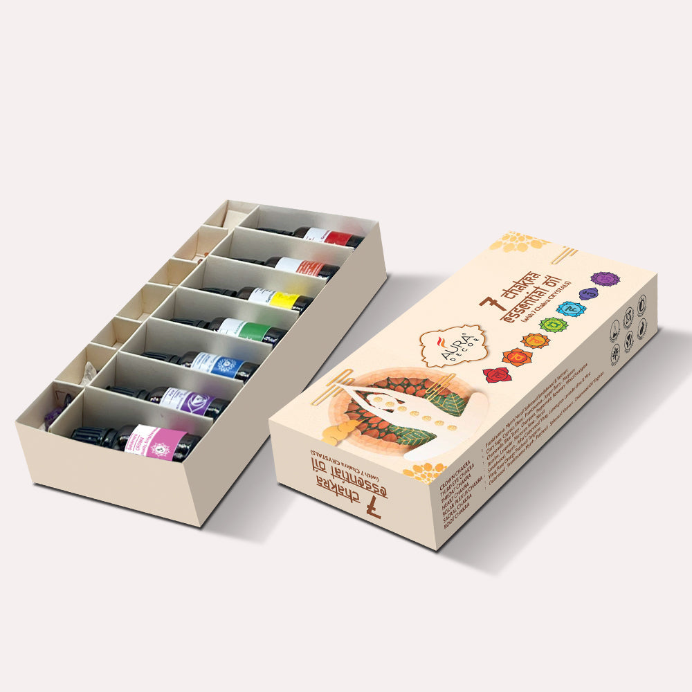 Bulk Buy AuraDecor 7 Chakras Essential Oils with 7 Chakras Gems ( 28 Sets )