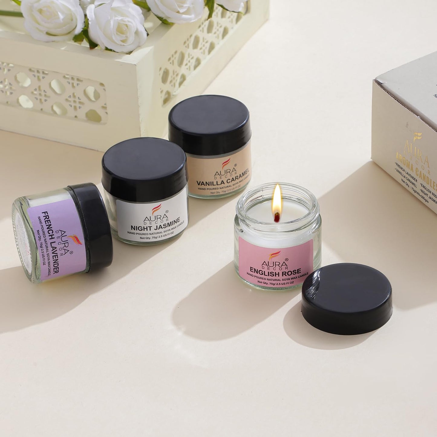 AuraDecor Natural soy wax jar candle set