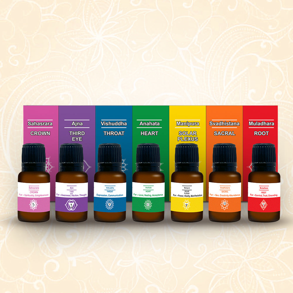 AuraDecor 7 Chakras Essential Oils with 7 Chakras Gems