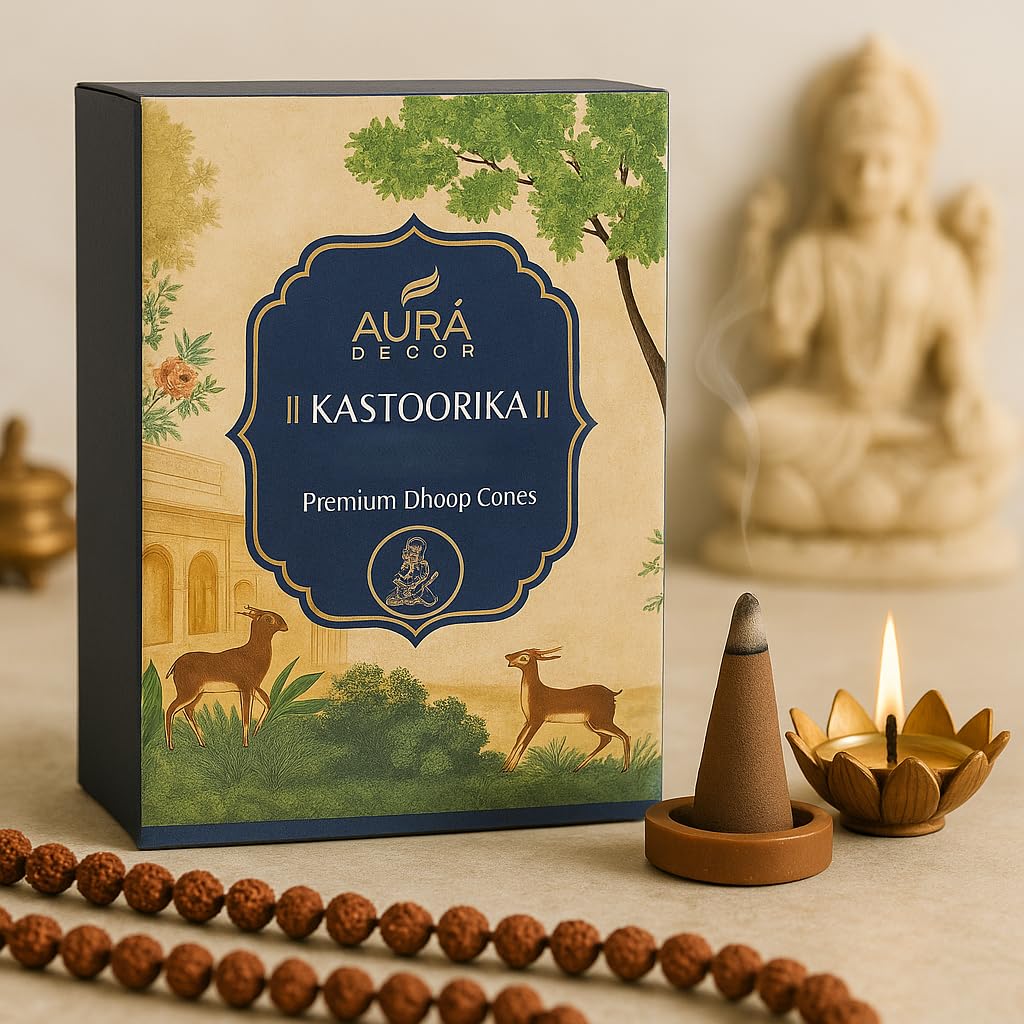 AuraDecor Dhoop Cones Premium Natural Incense Cones for Meditation, Puja, Home Fragrance | (40 Dhoop Cones)