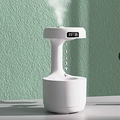 AuraDecor 800ml Anti-Gravity Water Droplet Humidifier with 2 Modes, Auto-Shut Off Mist Humidifier Night Light Quiet Essential Oil Diffuser Cool Mist Air Humidifier for Home & Office ( Bulk Buy 10 Pcs )