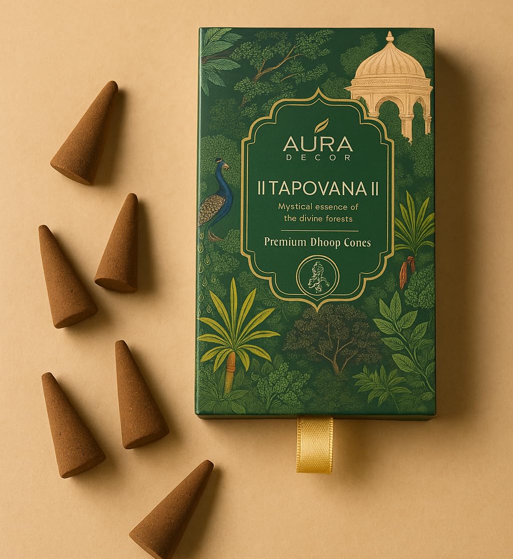 AuraDecor Dhoop Cones Premium Natural Incense Cones for Meditation, Puja, Home Fragrance | (40 Dhoop Cones)