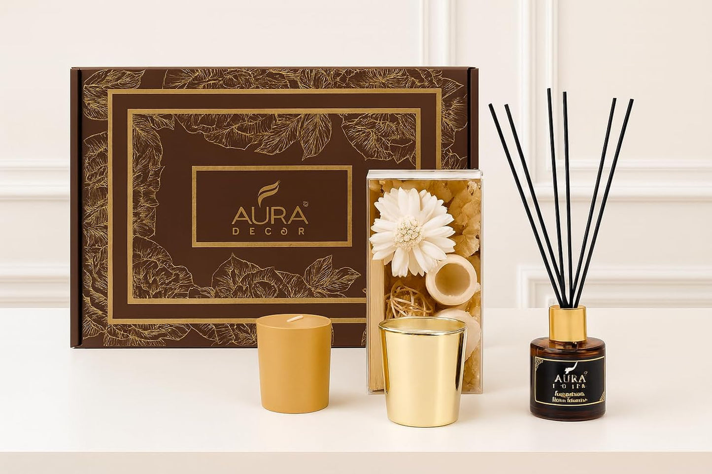 Bulk Buy Auradecor Amber Gold Gift set ( Master pack of 20pcs)