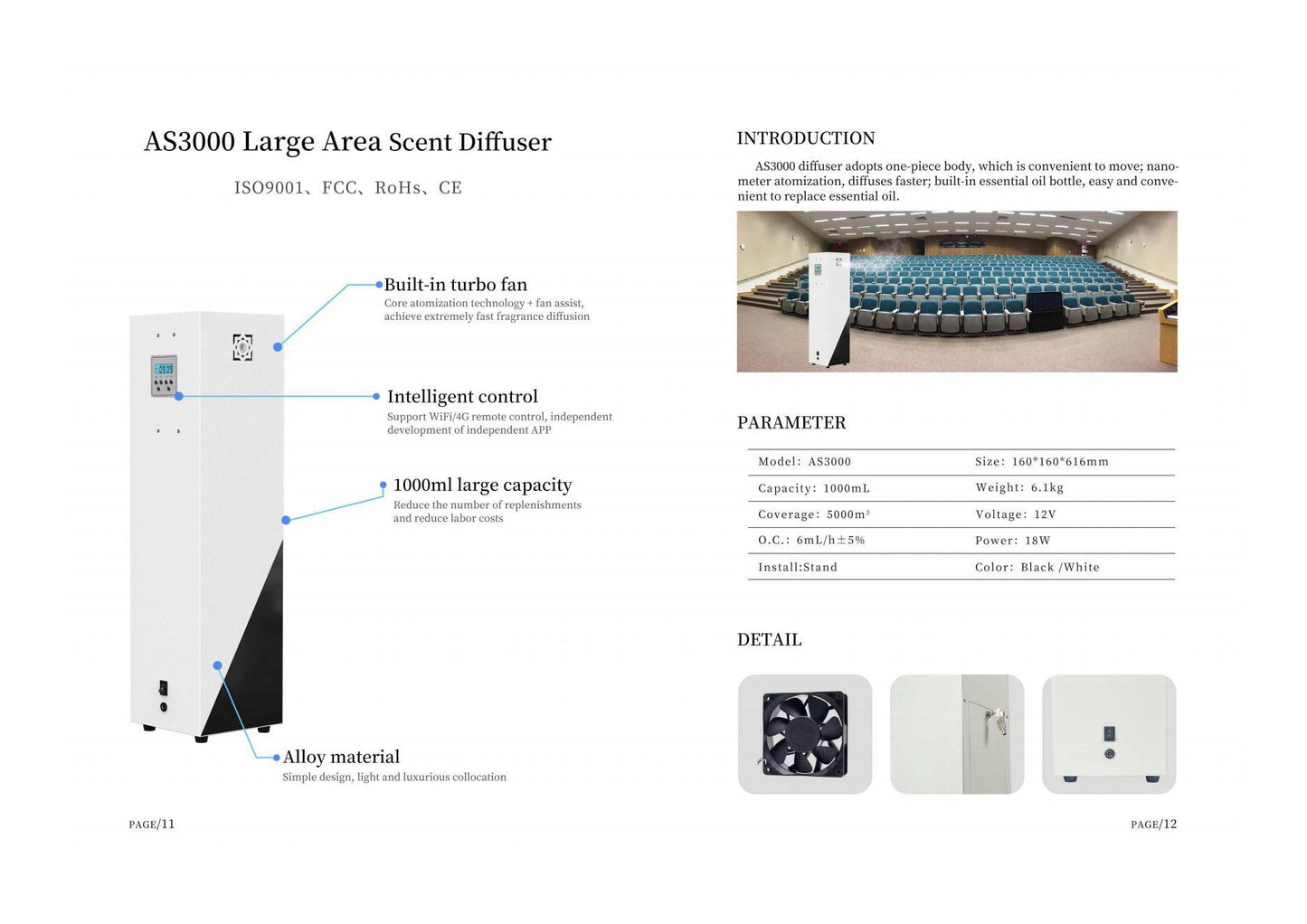 AuraDecor AS3000 Power Automatic Intelligent Scent Diffuser ( ISO 9001 )