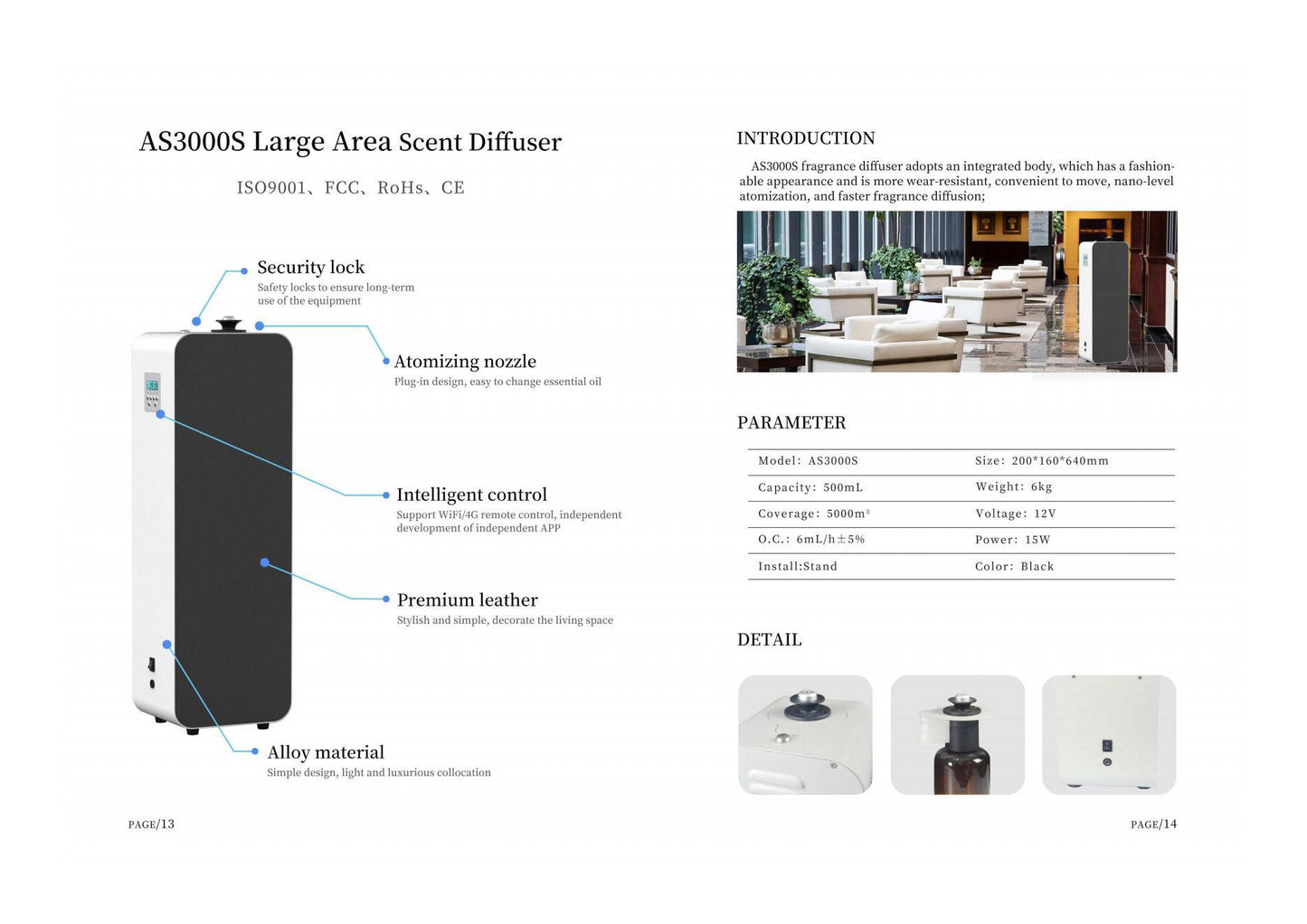 AuraDecor AS3000 Power Automatic Intelligent Scent Diffuser ( ISO 9001 )