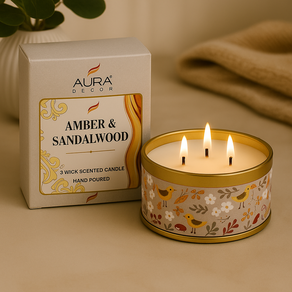 Auradecor 3-Wick Scented Charm Tin Candle