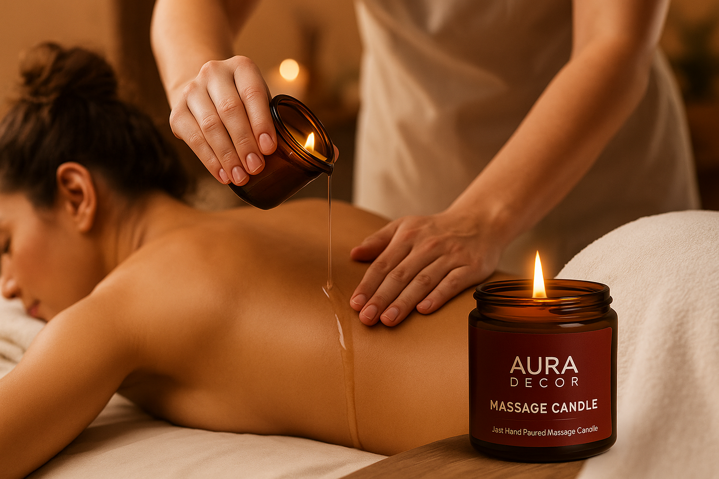 Aura Decor Body Massage Candle (Made of Pure Natural Wax & Essential Oils) (120 ml)