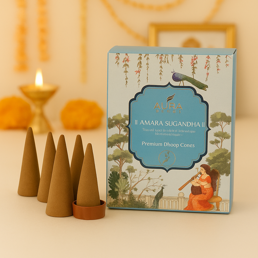 AuraDecor Dhoop Cones Premium Natural Incense Cones for Meditation, Puja, Home Fragrance | (40 Dhoop Cones)