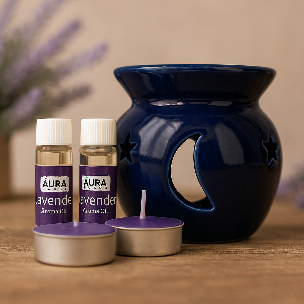 AuraDecor Aroma Oil Burner Gift Set ( Medium ) ( Lavender Fragrance )