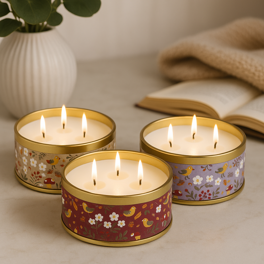 Auradecor 3-Wick Scented Charm Tin Candle