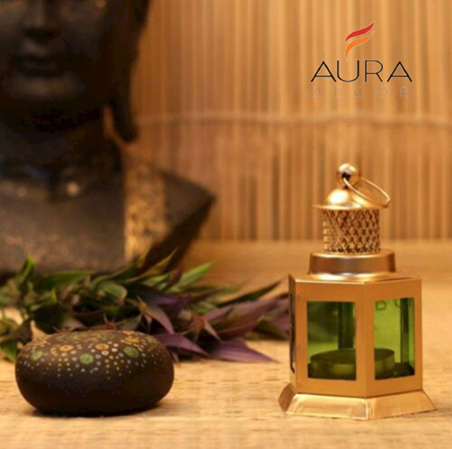 Auradecor Moroccan Lantern, Green Tealight Holder ( Pack of 2)