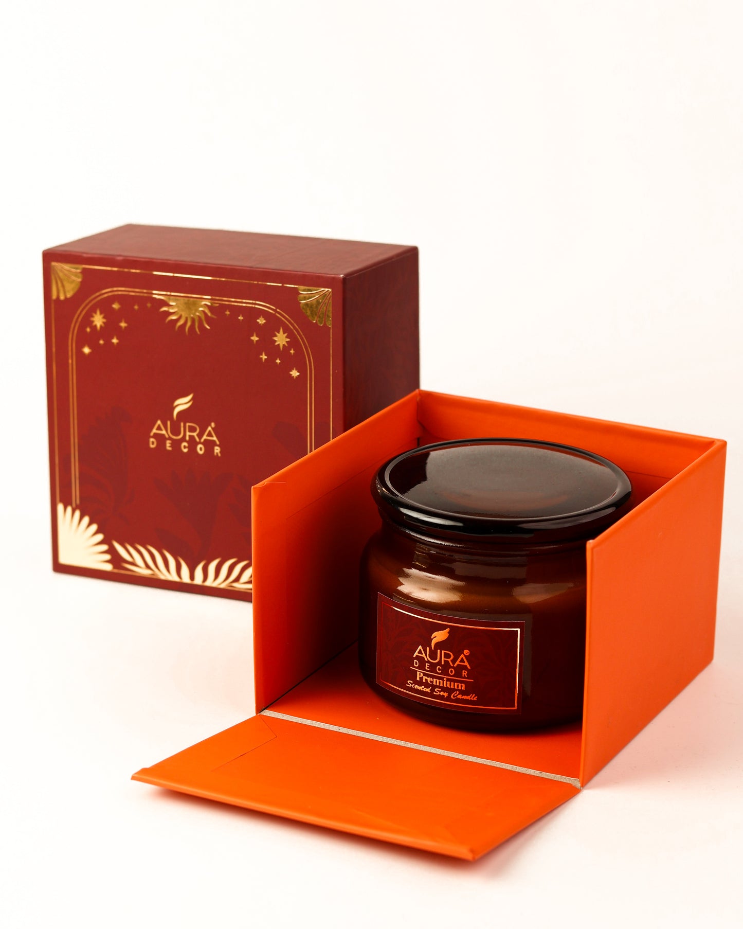 AuraDecor Amber Jar Soy Candle – Twin Wick Premium Gift Candle