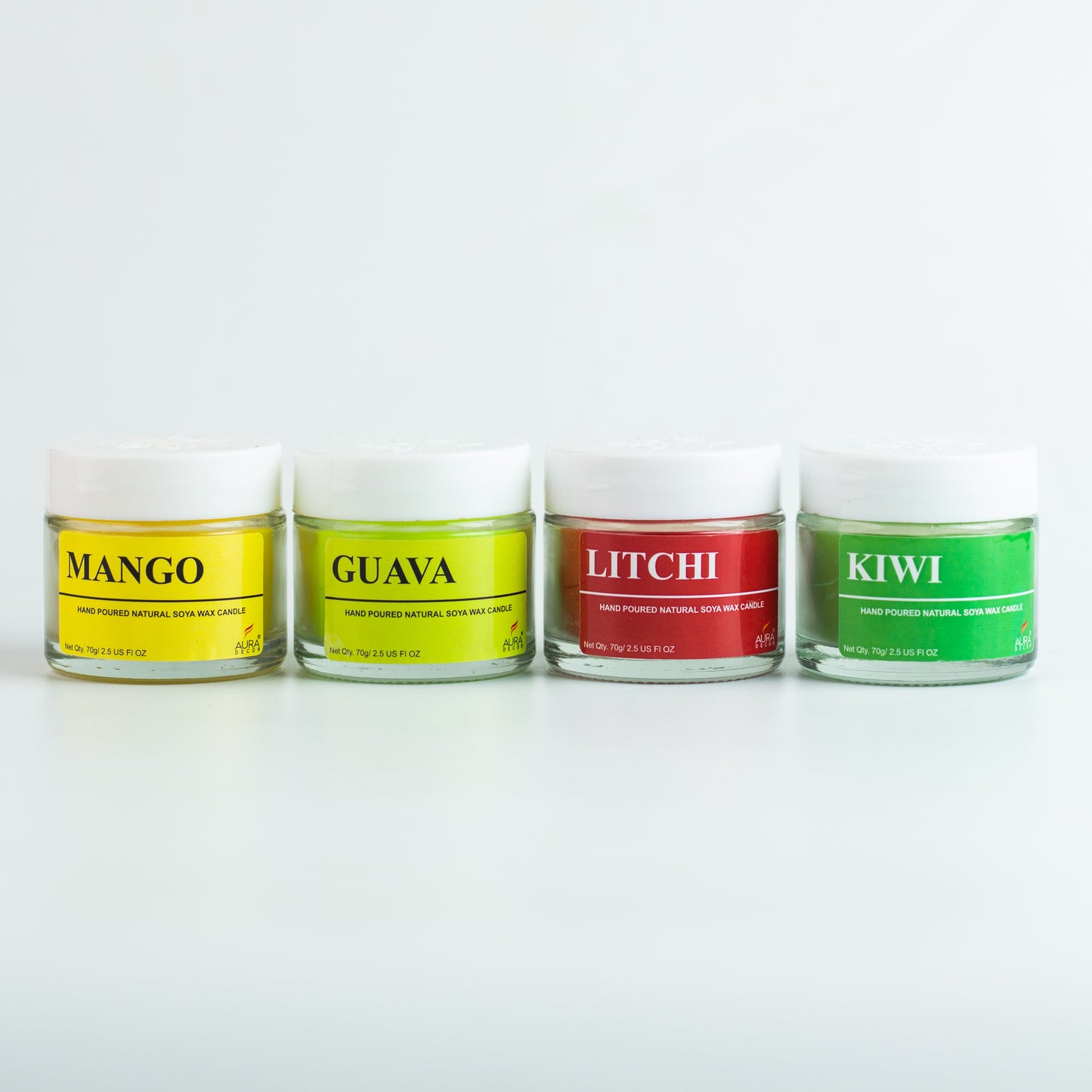Bulk Buy AuraDecor Set of 4 Soy Wax Jar Candle in Fruity Fragrance ( 20 Sets )