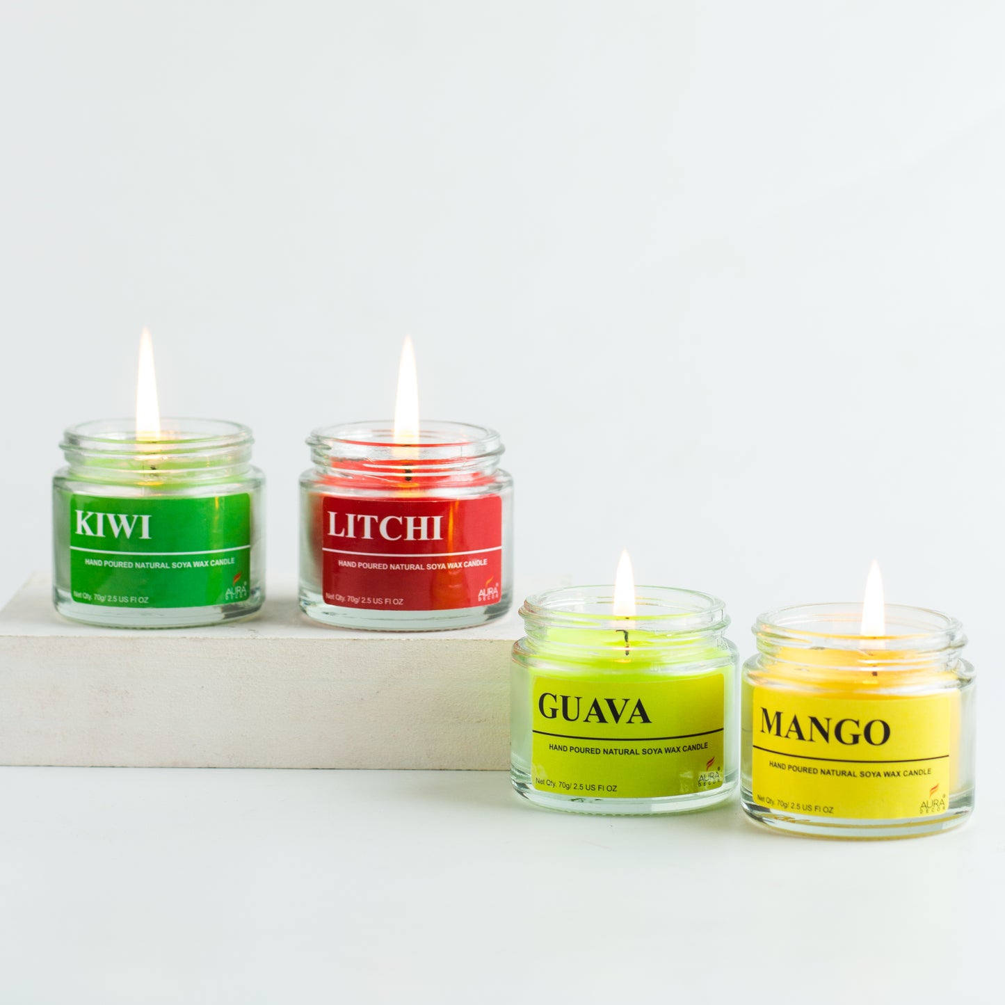 Bulk Buy AuraDecor Set of 4 Soy Wax Jar Candle in Fruity Fragrance ( 20 Sets )