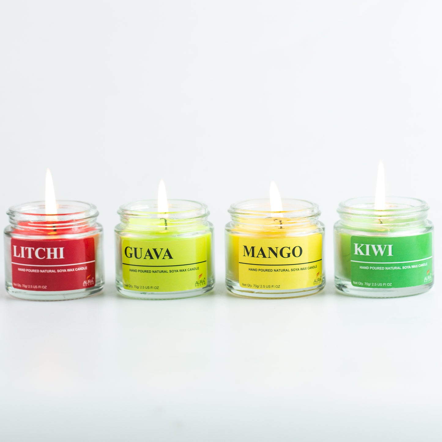 AuraDecor Set of 4 Soy Wax Jar Candle in Fruity Fragrance
