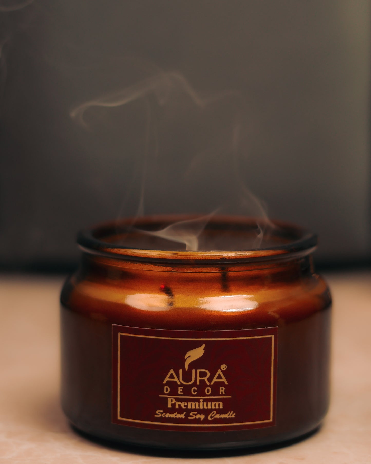 AuraDecor Amber Jar Soy Candle – Twin Wick Premium Gift Candle