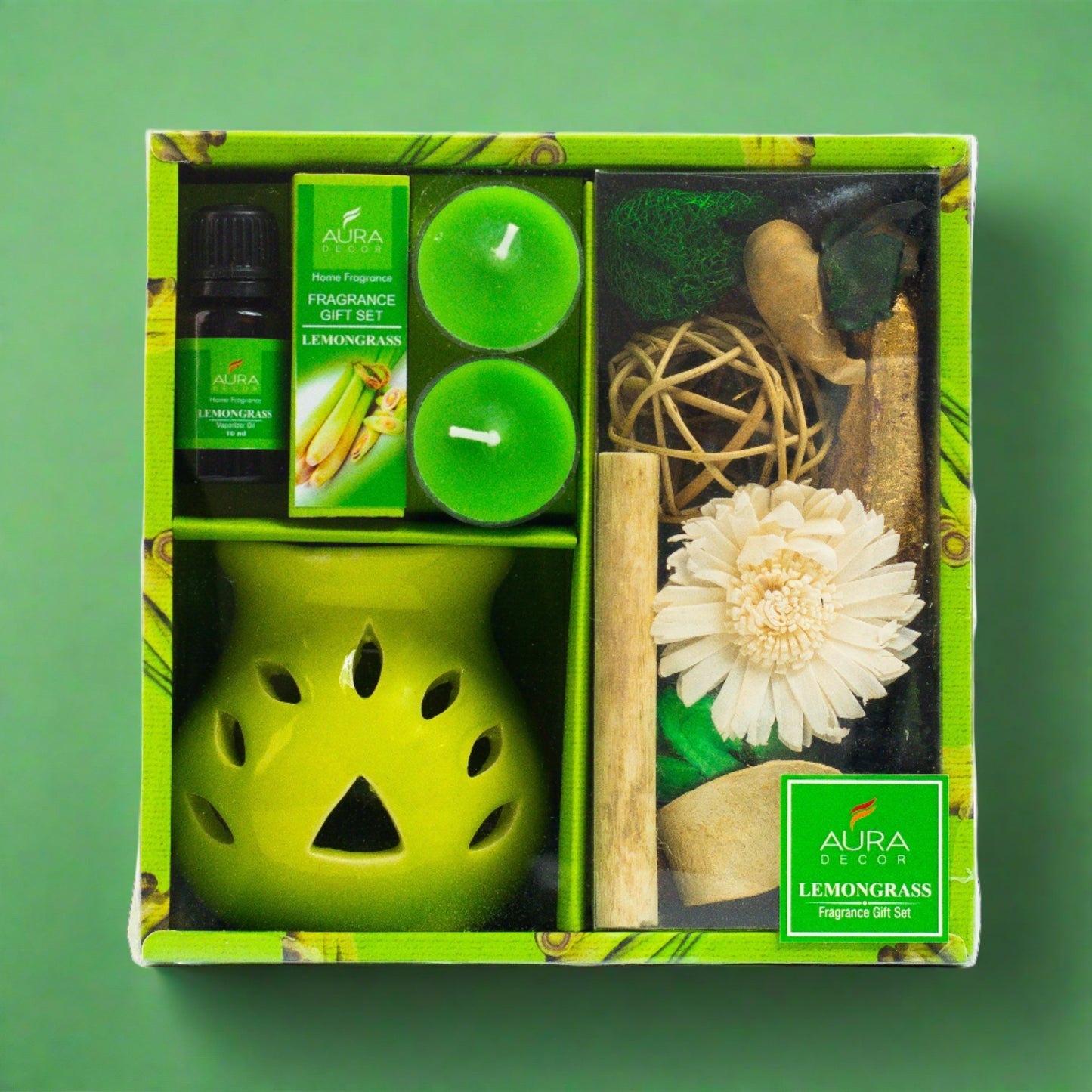 AuraDecor Gift Set New ( GS-16 ) ( Diffuser , Fragrance, Potpourri & 2 Tealights )