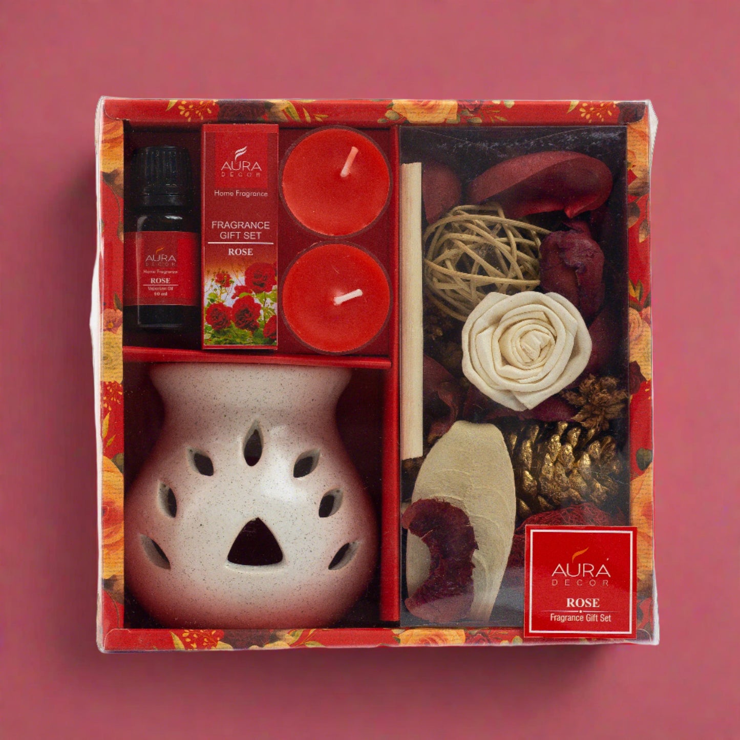 AuraDecor Gift Set New ( GS-16 ) ( Diffuser , Fragrance, Potpourri & 2 Tealights )