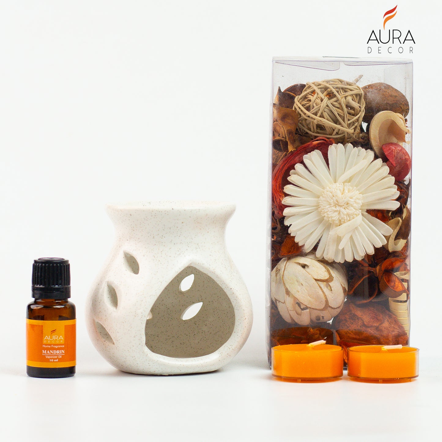 AuraDecor Gift Set New ( GS-16 ) ( Diffuser , Fragrance, Potpourri & 2 Tealights )