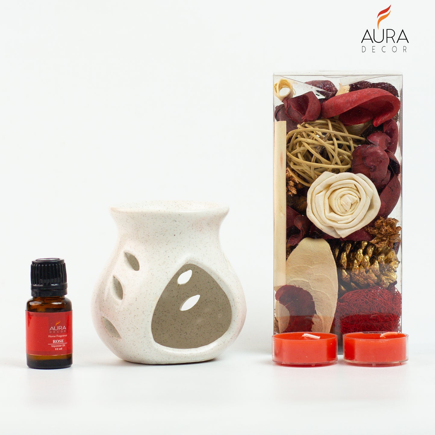 AuraDecor Gift Set New ( GS-16 ) ( Diffuser , Fragrance, Potpourri & 2 Tealights )