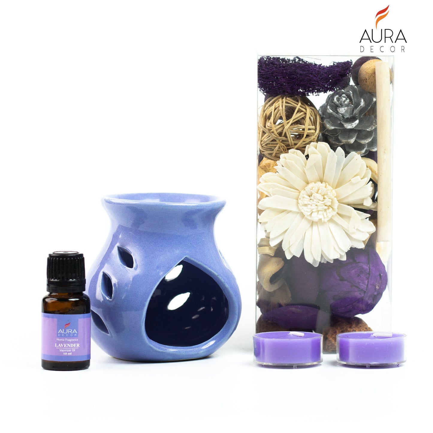 AuraDecor Gift Set New ( GS-16 ) ( Diffuser , Fragrance, Potpourri & 2 Tealights )