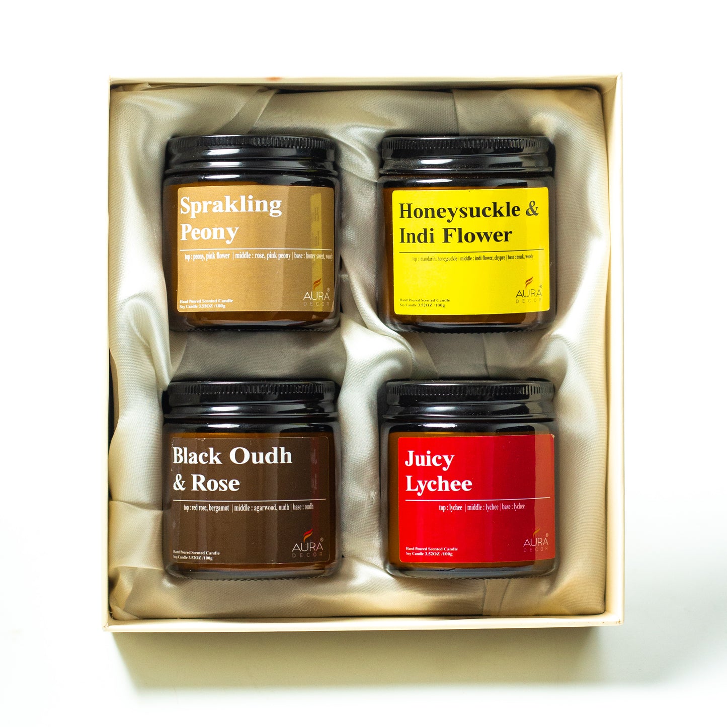 Bulk Buy AuraDecor Amber Jar Set of 4 in 2 Variants in a Gift Box (MOQ 10 Sets)