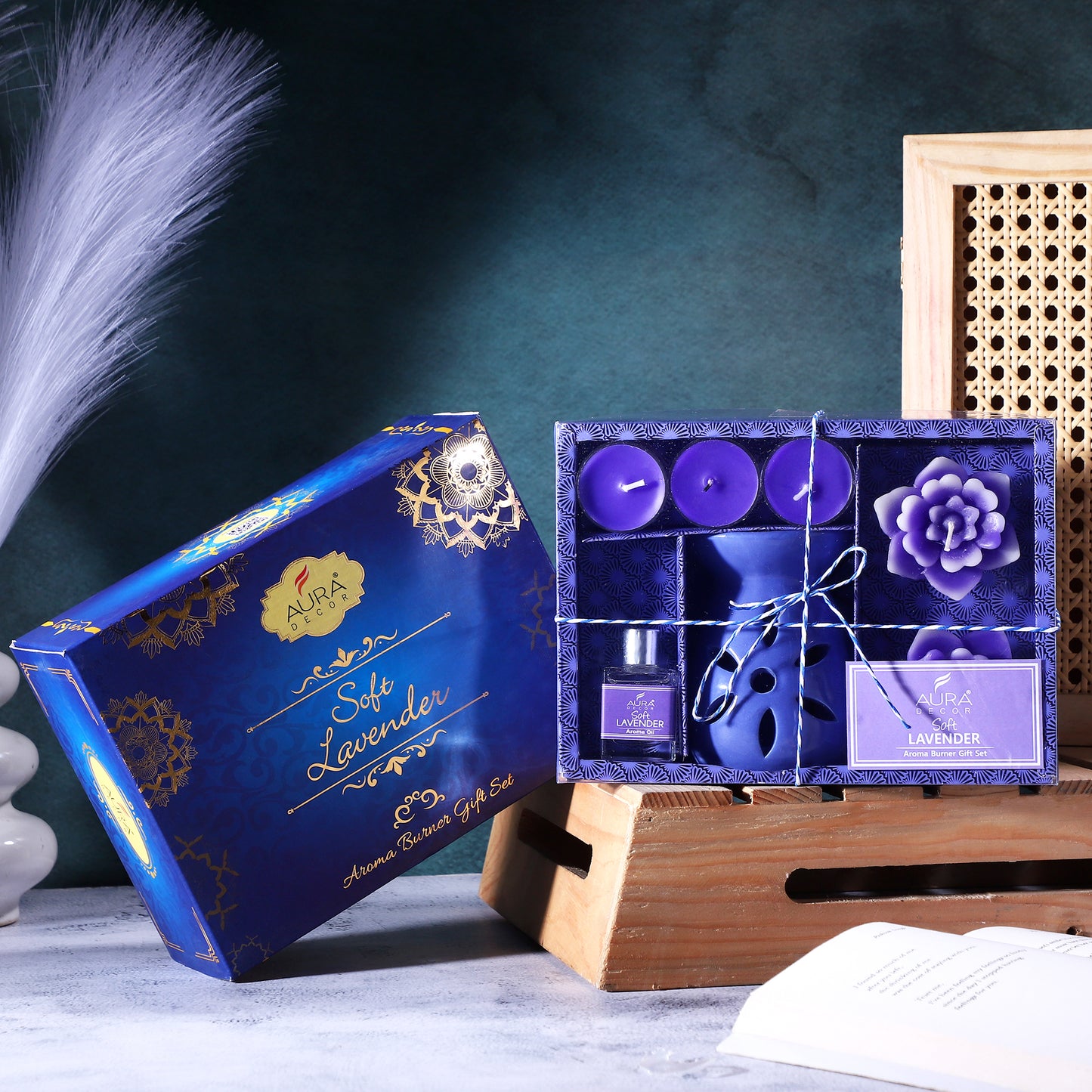 Aromatherapy Diffuser Gift Set with 4 Tealights & 2 Aroma Oil & 2 Floating Candles (GS-11)