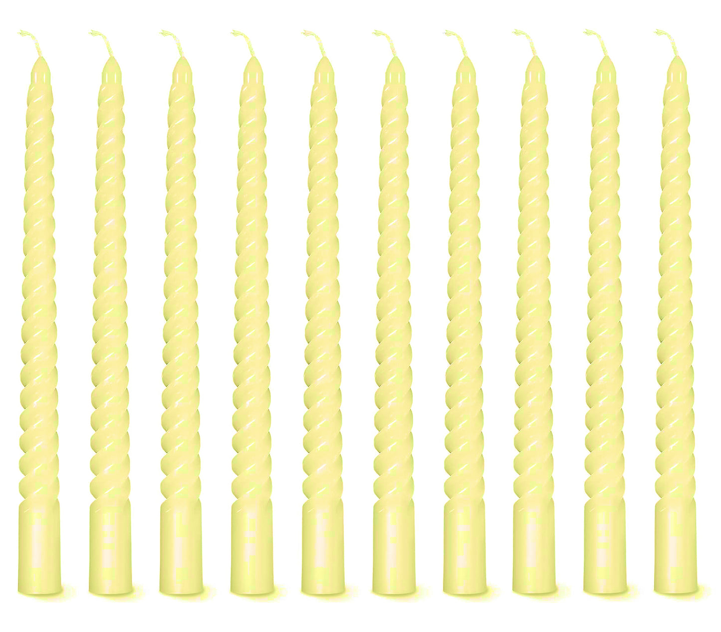 AuraDecor Spiral Taper Candles Set of 10, Unscented Dripless Candlesticks for Home Decor, Dinner, 10 Inch